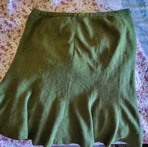 Olive green wool aline skirt plus